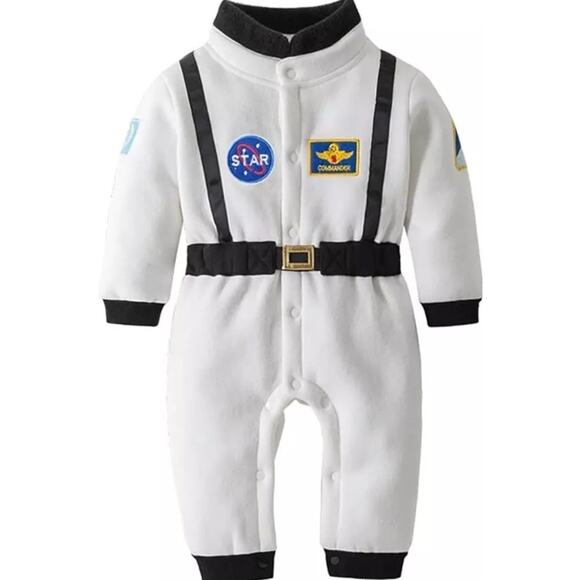Baby Astronaut Romper One Piece Fleece Space Costume Bodysuit (2T) White NWOT - Picture 1 of 12